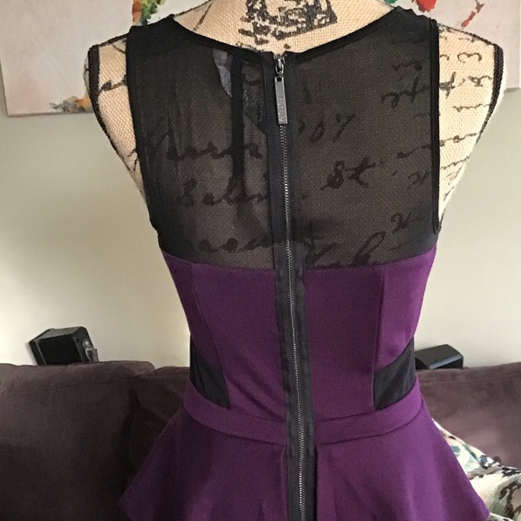 Purple peplum dress with sheer sweetheart top. - Picture 5 of 6